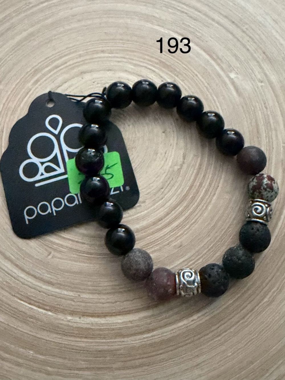 193 Paparazzi Black and Earth Tone Beaded Bracelet